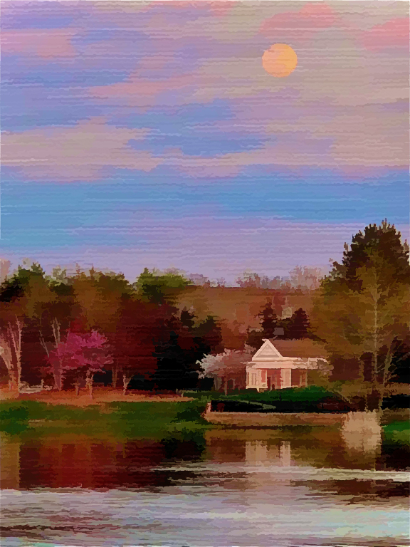 Moon Over Lake Cottage by Pat Centeno