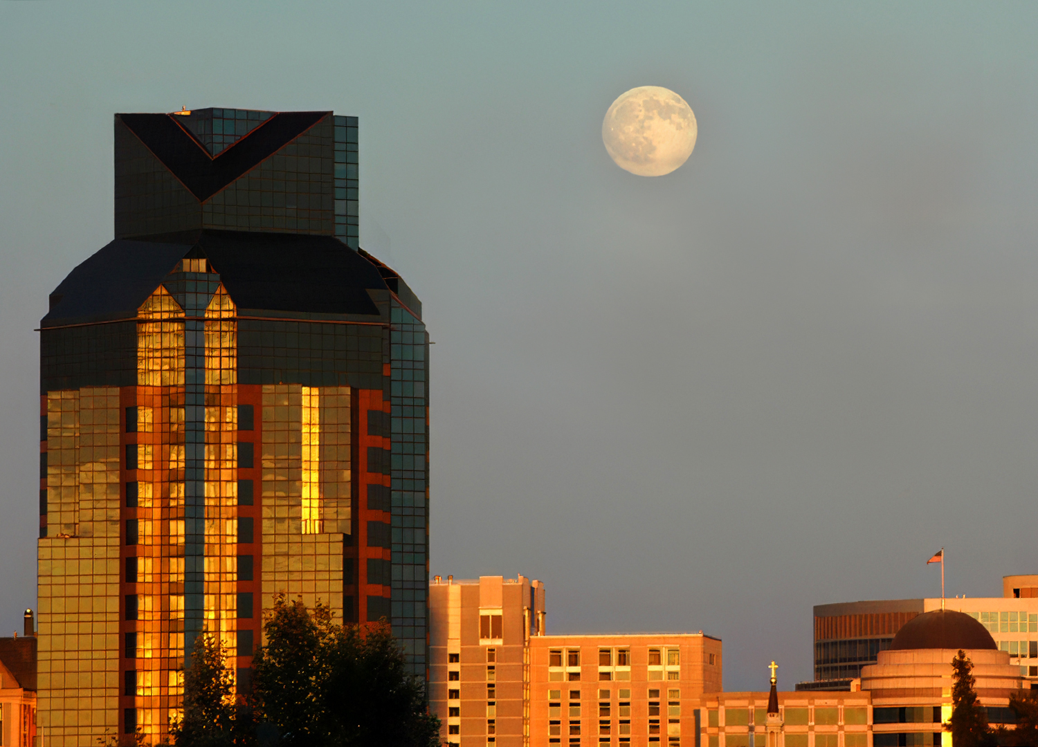 Moonrise during Blue Hour Old Sacramento by Donna Sturla